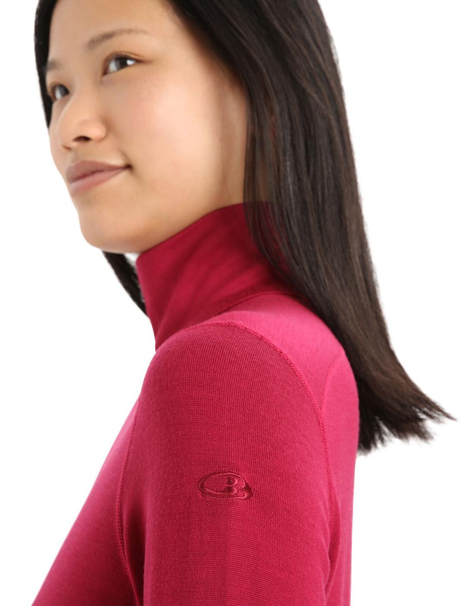 Base Layers Icebreaker Merino 260 Tech Long Sleeve Half Zip Thermal Top Femme Rose | FR 1913SGLO